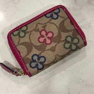 Coach Brown and Pink Floral Wallet
